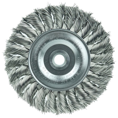Weiler 4" Standard Twist Knot Wire Wheel, .0118" Fill, 1/2"-3/8" Arbor Hole 8284